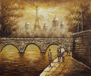 Torre EIFFEL de París desde el puente Pinturas al óleo